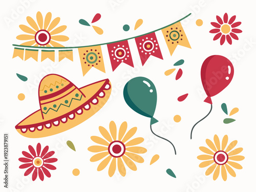 Cinco de Mayo Mexican Festival 5 de mayo celebration Cinco de Mayo holiday celebration illustration.