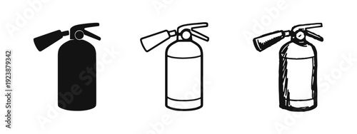 Classic Fire Extinguisher Icon Set for Safety, Emergency, and Protection