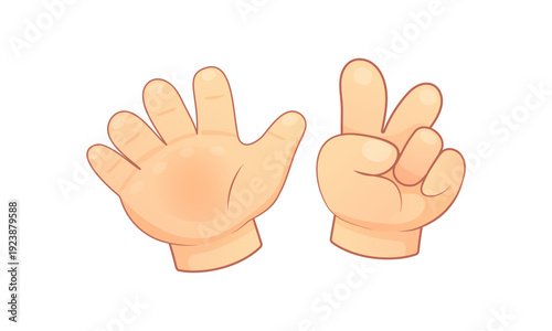 Cute cartoon child hands showing number seven counting gesture