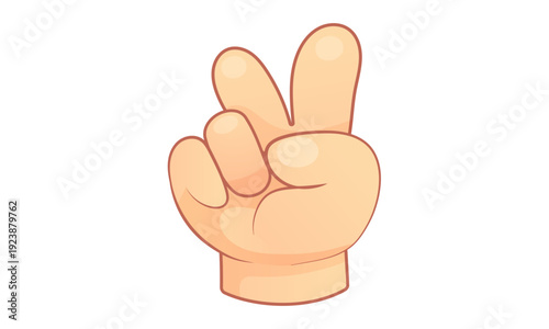 Cute cartoon child hand showing number two counting gesture