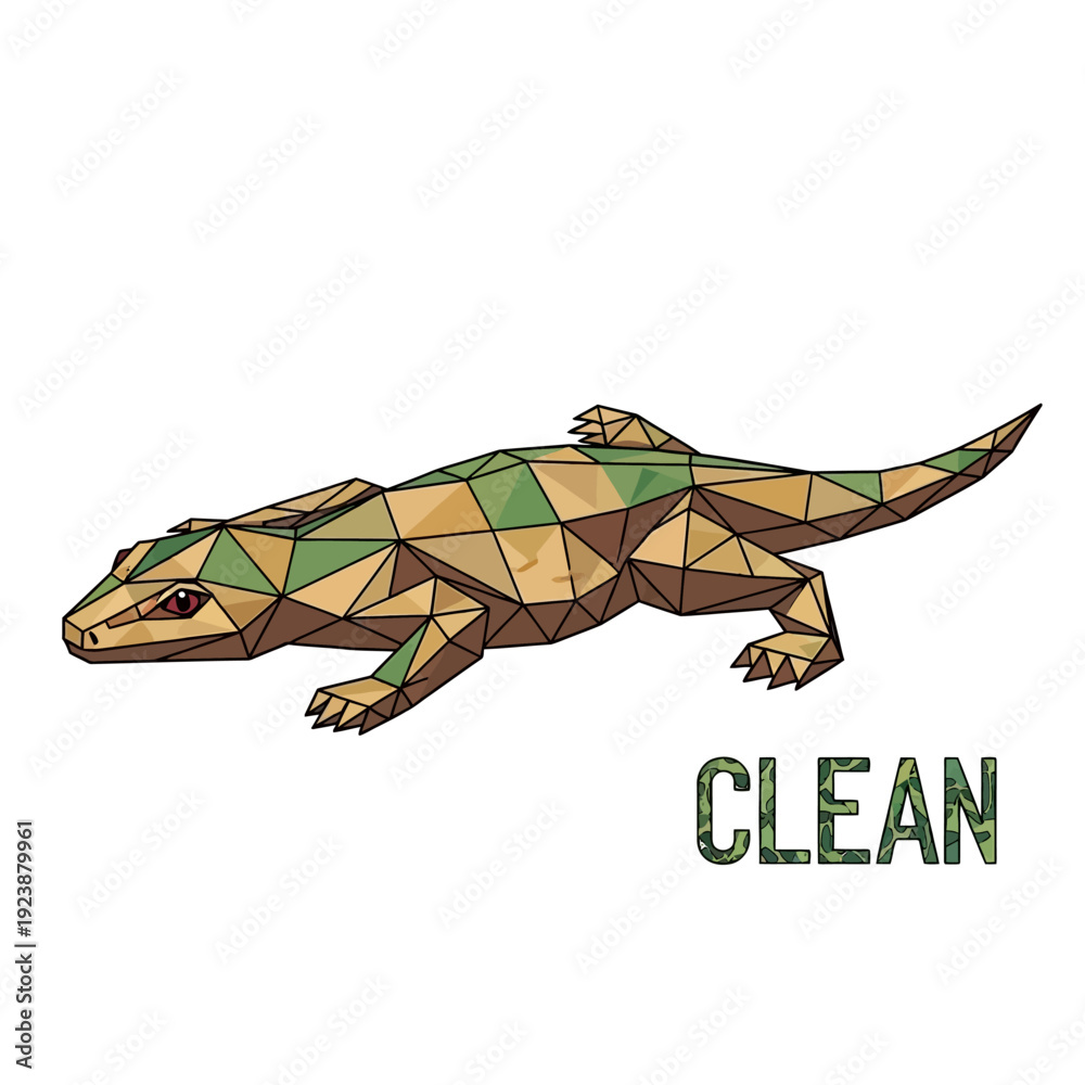 Fototapeta premium Low Poly Geometric Lizard Reptile Animal, Clean Design, Vector Illustration