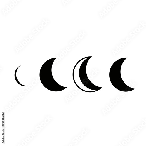 Moon Phases Cycle Graphic: Crescent to Full Moon Progression