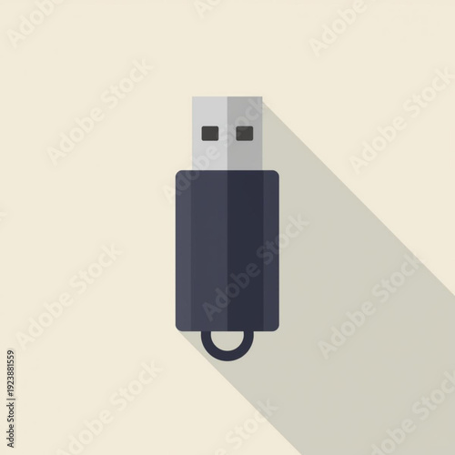 USB Flash Drive Minimal Flat Vector Icon
