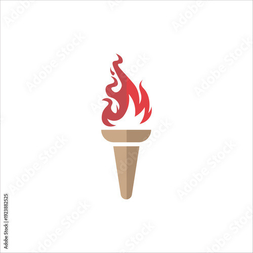 A lit torch symbolizing passion and energy in a simple illustration on a neutral background from a straightforward viewpoint