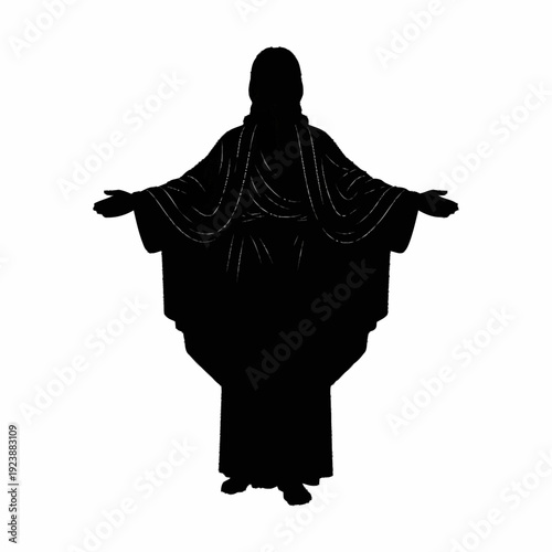 Silhouette of Jesus Christ with Open Arms.