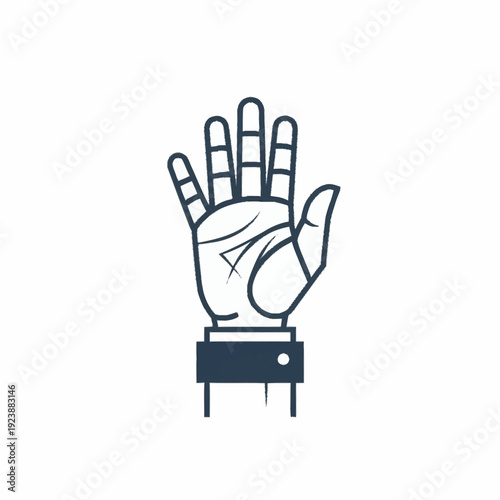 Stylized Hand Showing Five Fingers Raised Upwards.