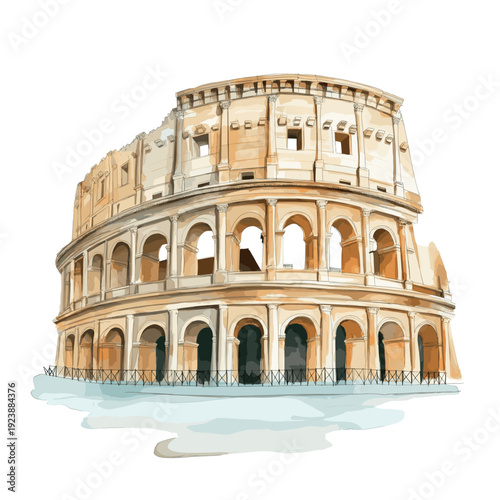 Colosseum. Colosseum watercolor vector illustration