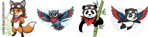 Cute Cartoon Animal Aviators Collection with Pilot Goggles
