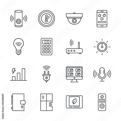 Smart home technology icons for modern living and automation systems