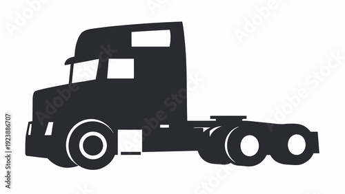Semi Truck Cab Silhouette Vector Illustration for Logistics and Transport