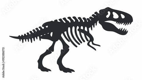 T-Rex Dinosaur Skeleton Silhouette Vector Illustration - Tyrannosaurus Rex Fossil