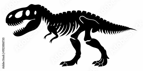 Tyrannosaurus Rex T-Rex Dinosaur Skeleton Silhouette Vector Fossil Clipart