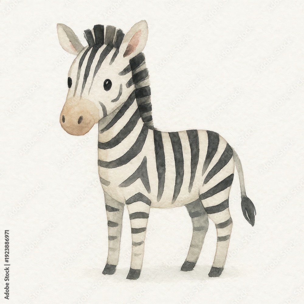 Fototapeta premium Cute watercolor zebra illustration.