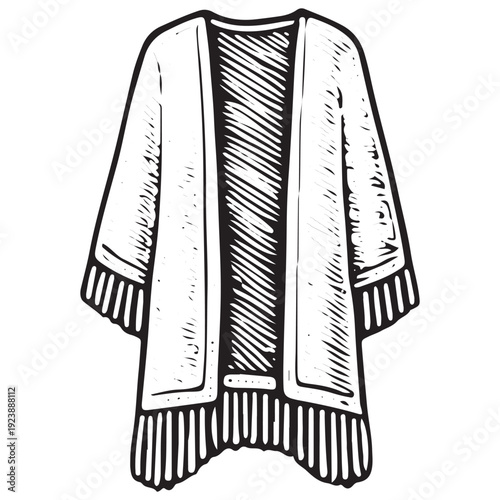 Hand Drawn Cardigan Open Front Vintage Illustration