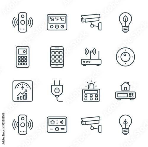 Smart home technology icons for modern living and automation systems