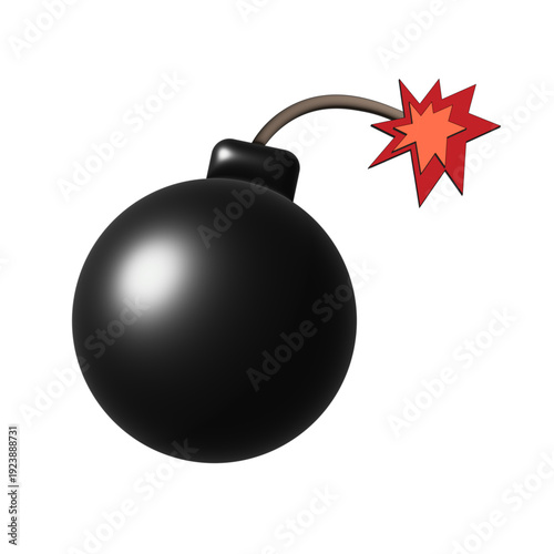 A black bomb about to explode in a dramatic illustration view from the side