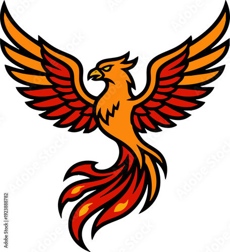 Majestic Phoenix Bird Mythical Creature Illustration