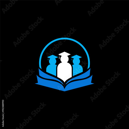Graduation Cap and Book Logo for Educational Success.