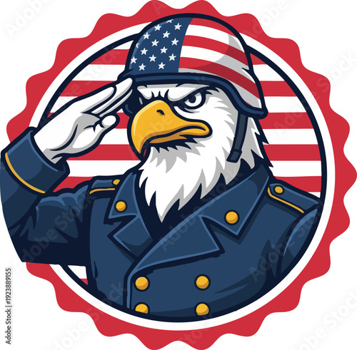 Patriotic American Eagle Military Salute