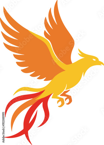 Majestic Phoenix Bird Flying Upward Illustration