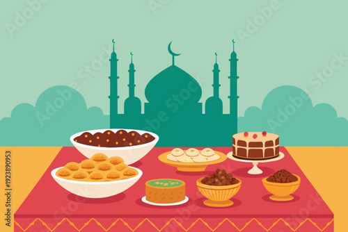 Ramadan Ending Food Celebration Bold Mini Premium Digital Asset Suitable for Design