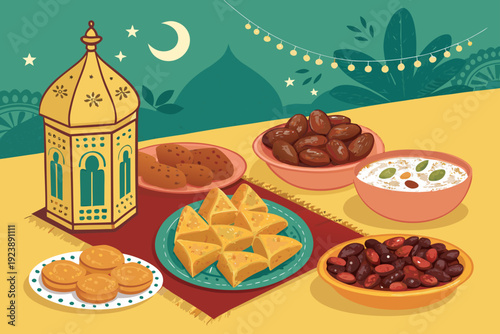 Featuring Traditional Eid Fitr Food And Bold Dynamic Premium Digital Asset