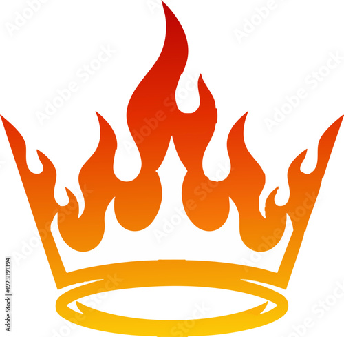 Flaming Crown Icon Royal Symbol of Power and Success