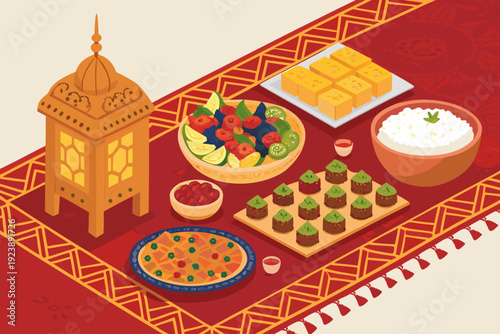 Traditional Eid Feast Table Bold And Minim Creative Visual Perfect for Editorial Content