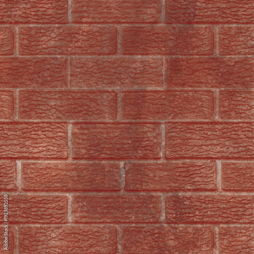 Seamless red brick wall texture with rough surface detail, realistic masonry background pattern for construction and architectural design