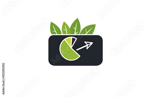 A personal budgeting tool logo with green leaves and a pie chart on a black background