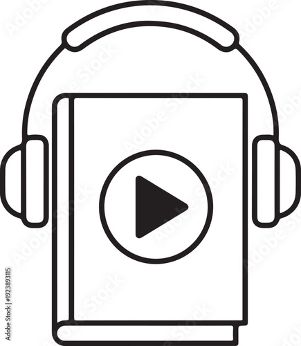 A black and white icon of a phone with headphones