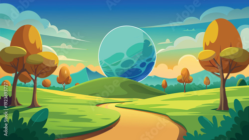 Whimsical landscape featuring three floating islands in a vibrant, dreamlike setting.