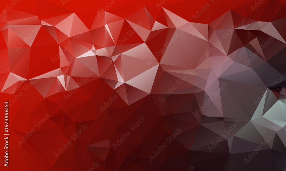 Fototapeta premium Low poly background with red and dark geometric triangles. Abstract low poly background featuring sharp polygonal shapes. Mosaic gradient pattern for modern design.
