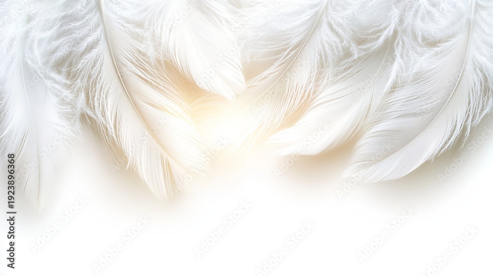 Fototapeta premium Soft White Feathers with Gentle Light Background for Artistic Projects