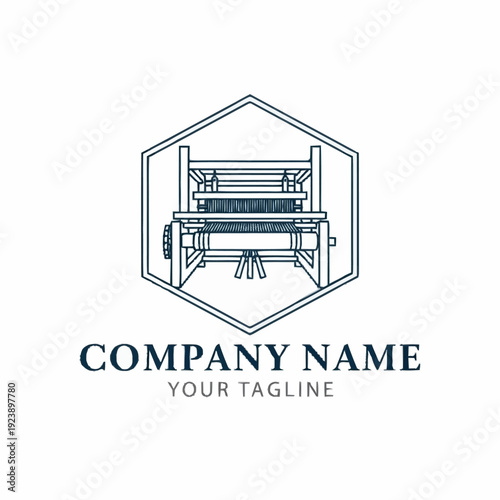Vintage Loom Machine Illustration for Textile Industry.