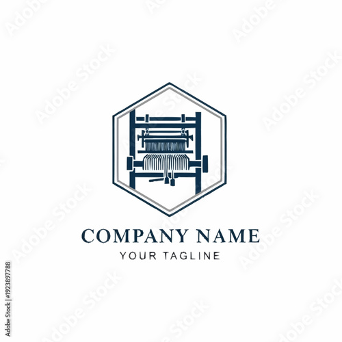 Vintage Loom Machine Logo Design.