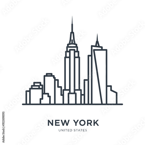 Minimalist Line Art of New York City Skyline Icon