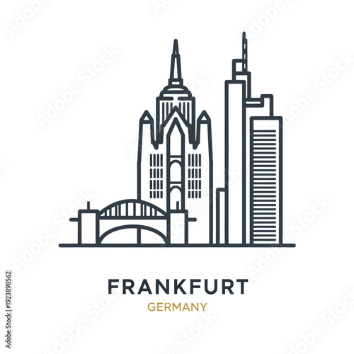 Iconic Frankfurt Skyline with Modern Skyscrapers and Landmark Architecture