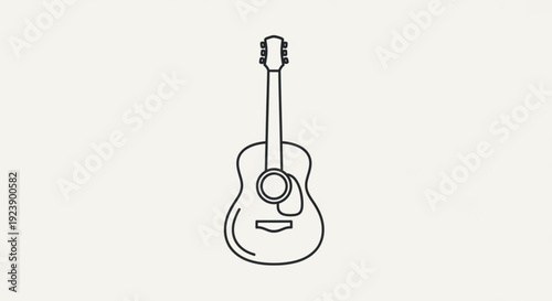 Acoustic guitar icon black line art illustration musical instrument symbol