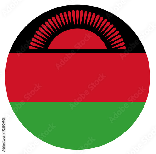 Round flag of Malawi isolated in circle shape. Free Download Round flag of Malawi isolated in circle shape. - GFXLoad