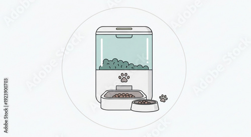 Automatic pet food dispenser with bowl and kibble modern pet feeding system