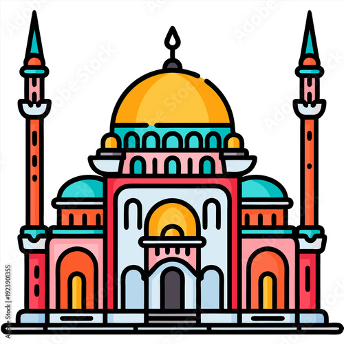 vector illustration of mosque illustration icon symbol button cartoon isolated
