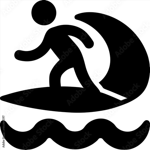 vector illustration of a black and white surfer