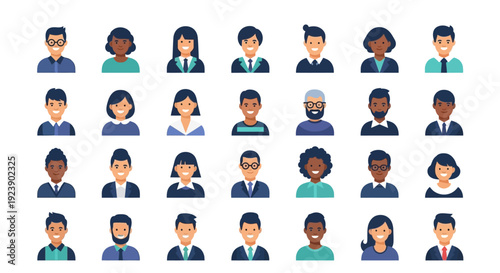 Diverse group of people avatars representing variety in a community or workforce.