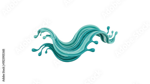 Turquoise Water Splash Dynamic 3D Liquid Wave Artistic Texture Illustration