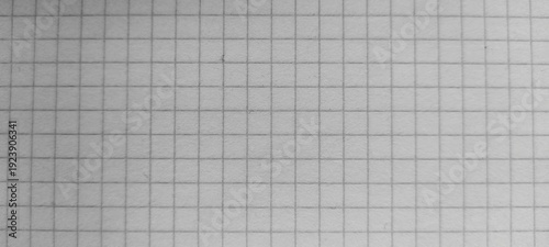 Horizontal white graph paper texture, squared notebook page background