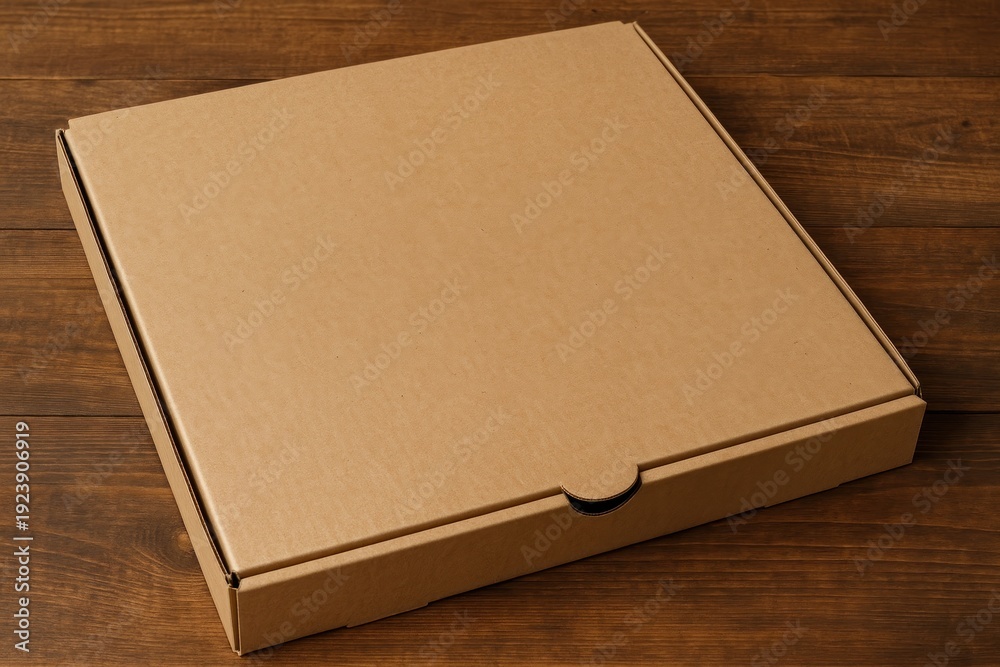 Fototapeta premium Plain cardboard pizza box closed.