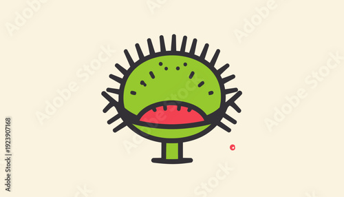 A vibrant flat design illustration of a cactus in a pot viewed from the front on a simple background