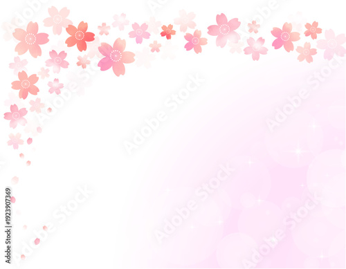 水彩素材　ふんわりかわいい桜の玉ボケのあるフレーム