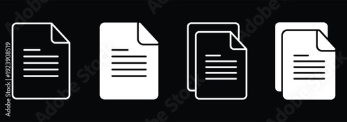 Document vector icon set. Paper document page icon vector element. Vector illustration.